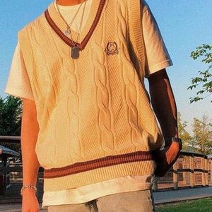 Retro Campus Style Knit Sweater Vest